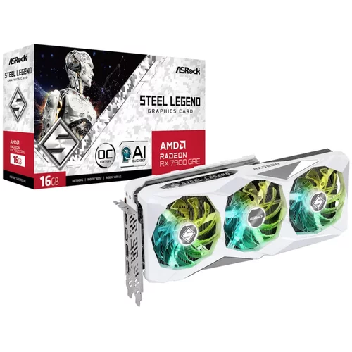 AsRock RX 7900 GRE Steel Legend OC 16GB | GDDR6 | HDMI 3xDisplayport | RX7900GRE SL 16GO | Gaming Grafična Kartica, (21148407)