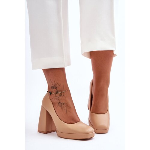 PH2 Leather Heels on a Massive Heel Nude Rosalia Slike