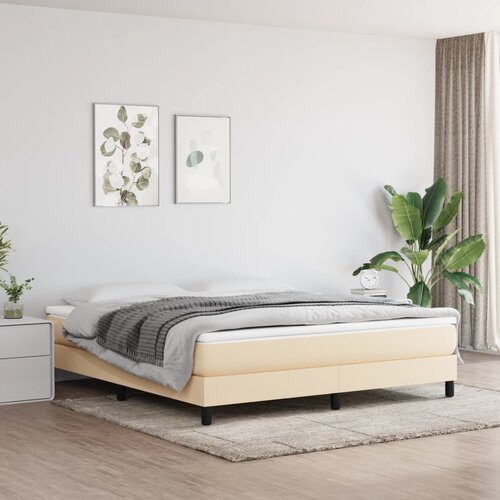 VidaXL Krevet s oprugama i madracem krem 180x200 cm od tkanine Slike