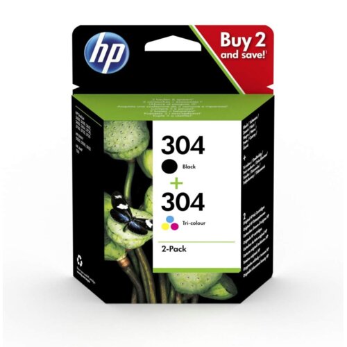 HP 304 2-pack Črna/Tri-barvna Originalna kartu&scaron;a s tintom 2 kom Standardni prinos Črna, Modra, Magenta, Rumena Cene