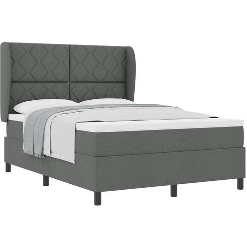 vidaXL Box Spring postelja z vzmetnico v temno sivi barvi, 140x200 cm tkanina Cene