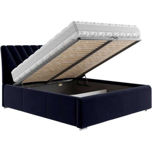 Boxxx OBLAZINJENA POSTELJA 160 cm x 200 cm , tekstil temno modra Slike