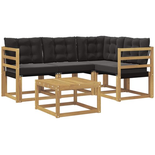 vidaXL Zunanja garnitura za sedenje z blazino 5 pcs Bela in črna, (5000280073) Cene