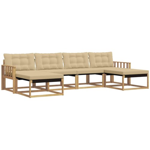 vidaXL Zunanja garnitura za sedenje z blazino 6 pcs Bela in bež, (5000279618) Cene