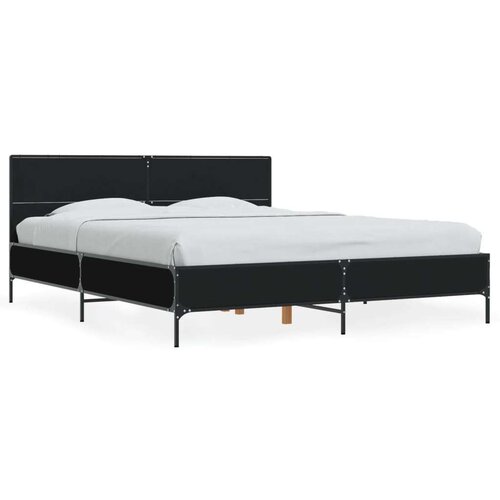  Okvir za krevet crni 150x200 cm konstruirano drvo i metal Slike