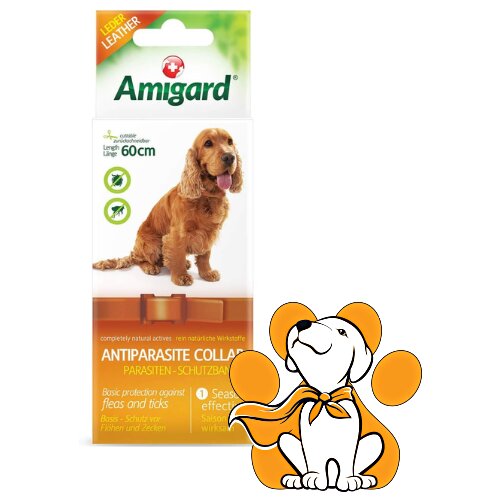 Amigard antiparasite Collar 60cm, Ogrlica Protiv Buva i Krpelja, Štiti 3 Meseca Slike