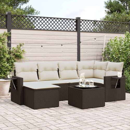 vidaXL 7-dijelni set vrtnih sofa od poliratana s jastucima smeđi Cijene