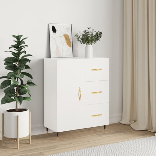 VidaXL Komoda bela 69,5x34x90 cm inženirski les Slike
