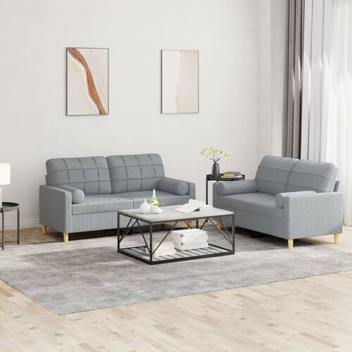 vidaXL 2-dijelni set sofa s jastucima svjetlosivi od tkanine Cijene