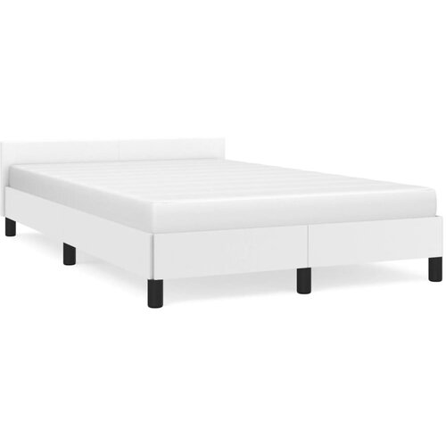  The Living Store Posteljni okvir z vzglavjem bel 120x190 cm umetno usnje - Posteljni Okvir, (21525889) Slike