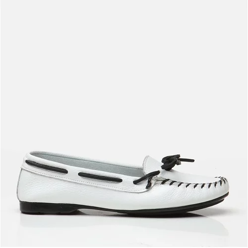 Hotiç Genuine Leather White Women's Loafers