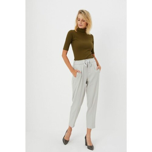 Moodo pants with straight legs and a binding at the waist - gray Slike