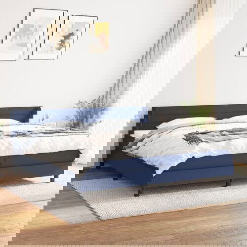 The Living Store Box spring postelja z vzmetnico modra 200x200 cm blago - Box Spring Postelja, (21512086) Cene