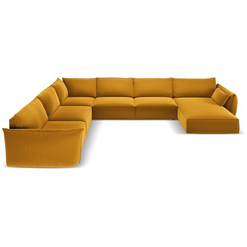 Mazzini Sofas Gorčično rumena žametna kotna sedežna garnitura v obliki črke &amp;quot;U&amp;quot; (levi kot) Vanda &amp;ndash; Slike
