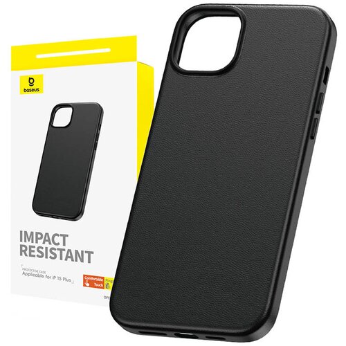 Baseus Ohi&amp;scaron;je za telefon iPhone 15 Plus Fauxther Series (črno), (21521761) Slike