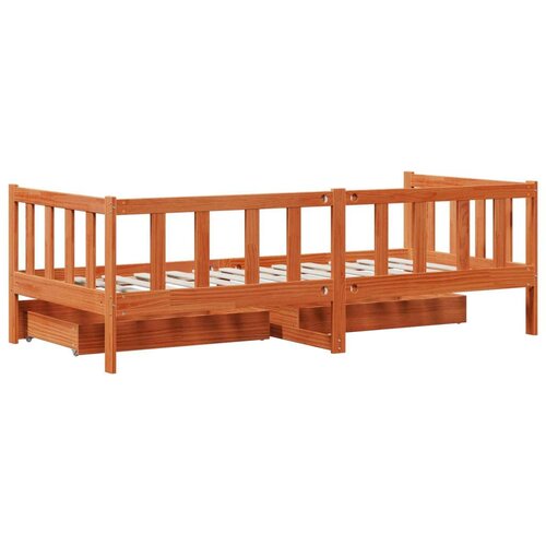  Krevet na dan s uzglavljem 3 pcs Vosak smeđa Čvrsto borovo drvo Slike