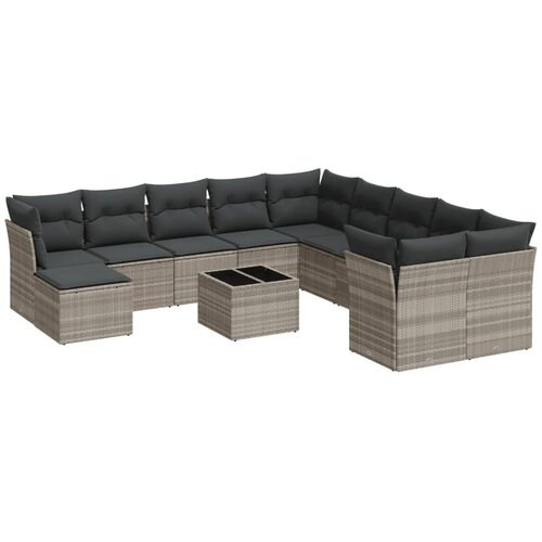 vidaXL 12-dijelni set vrtnih sofa poliratan s jastucima svijetlosivi Cijene