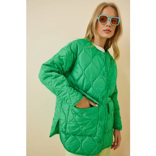 Happiness İstanbul Women's Vivid Green Oversize Quilted Coat