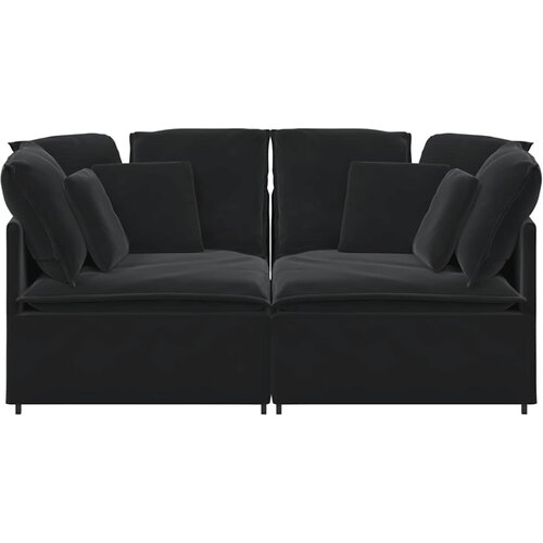  Modularna sofa s jastucima, crna, bar&amp;scaron;unasta Slike