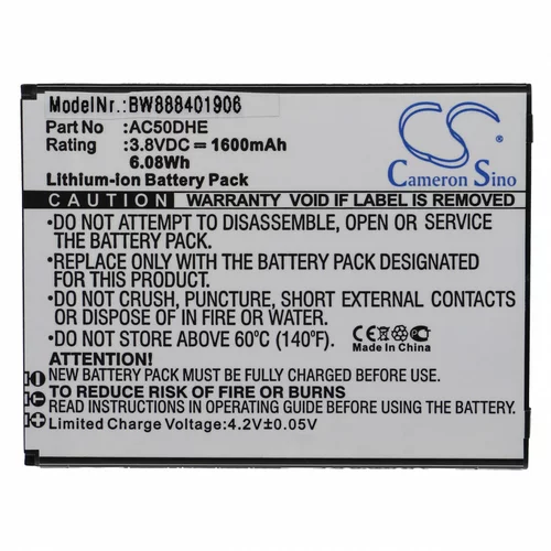 VHBW baterija za archos 50d helium, 1600 mah