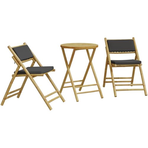 vidaXL 3-dijelni sklopivi bistro set s tamnosivim jastucima bambus Cijene