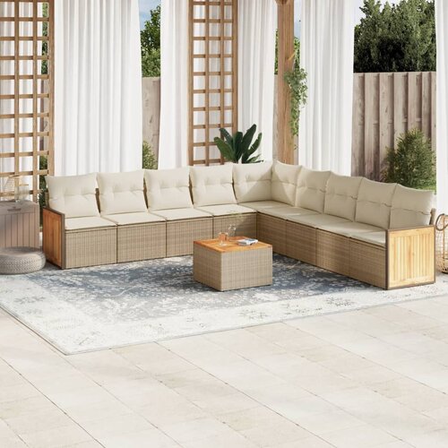vidaXL 10-dijelni set vrtnih sofa s jastucima bež od poliratana Cijene