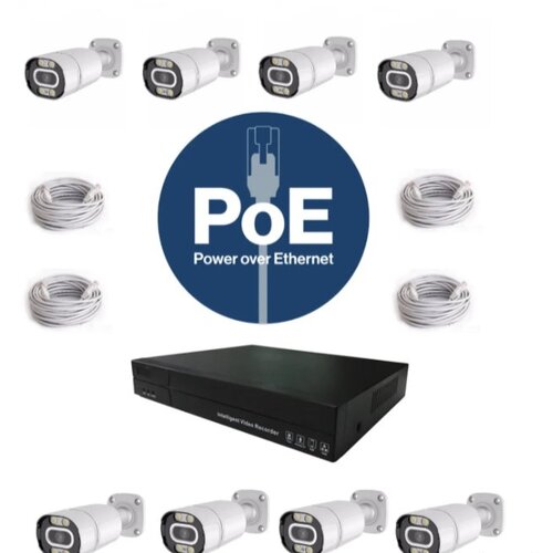  poe set 5MP komplet &ndash; 8 kamera sa led svetlima i nvr snimačem Cene