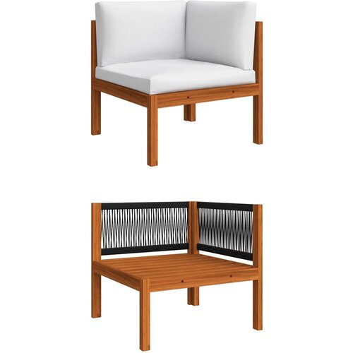 VidaXL Kutna vrtna sofa od masivnog bagremovog drva s jastucima Slike