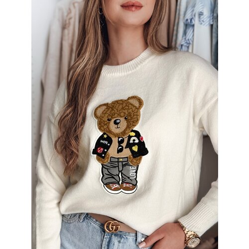 DStreet Sweter damski one size oversize z misiem SWEETTED biały Cene
