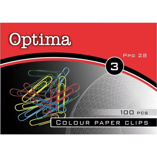 Optima Sponke za papir, barvne, 28 mm, 100 kosov