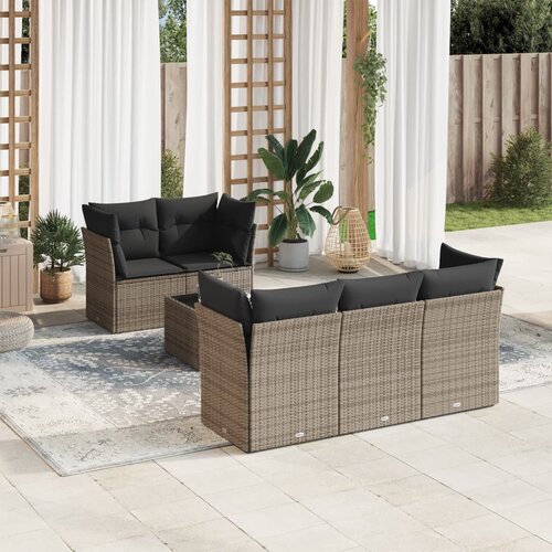 vidaXL 6-dijelni set vrtnih sofa od poliratana s jastucima sivi Cijene