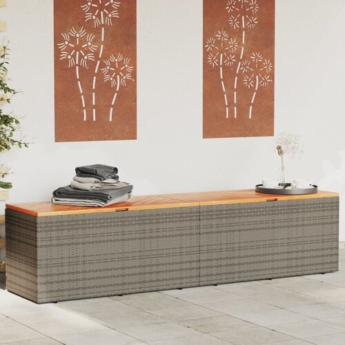 VidaXL Vrtna &amp;scaron;katla za shranjevanje siva 220x50x54 cm PE ratan akacija Slike