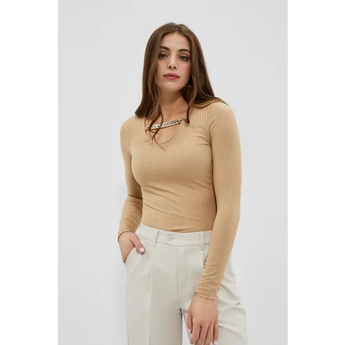 Moodo Ribbed knitted blouse with chain