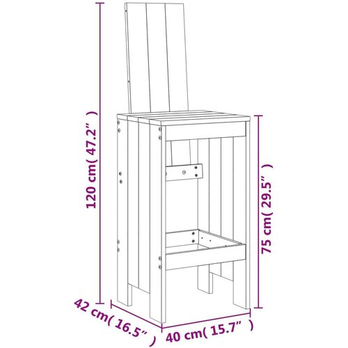 VidaXL barski stolci 2 kom sivi 40 x 42 x 120 cm od masivne borovine Slike
