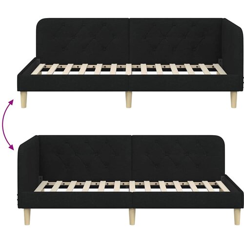  Kutni okvir kreveta Crna 90 x 200 cm tkanina Slike