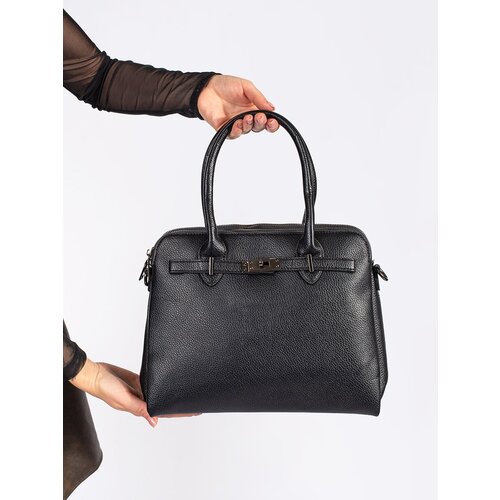 Shelvt Black classic women's handbag with three compartments Cene