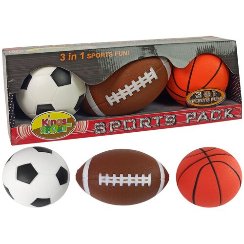  Komplet mekanih sportskih lopti 3u1 - ko&scaron;arka, nogomet, ragbi Cene