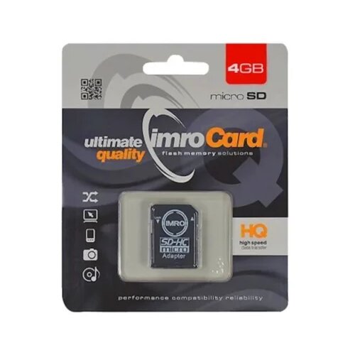 Imro memory card 4GB microSDHC cl. 10 + adapter Slike
