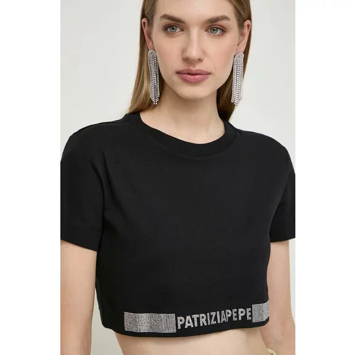 Patrizia Pepe Bombažna kratka majica ženski, črna barva
