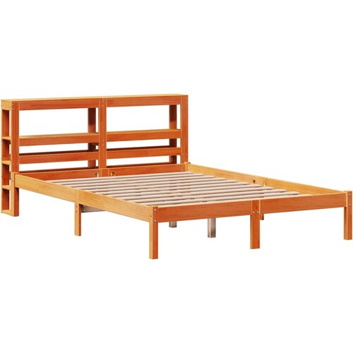 VidaXL Posteljni okvir z vzglavjem vo&amp;scaron;čeno rjava 140x190 cm borovina, (21292593) Slike