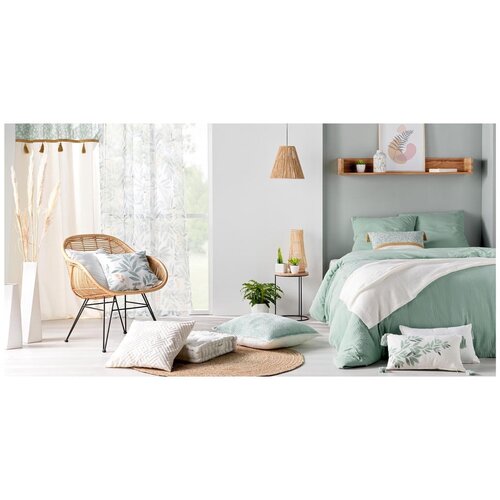 Douceur d int&amp;eacute;rieur Bela/zelena zavesa 140x260 cm Nymphea &amp;ndash; Slike