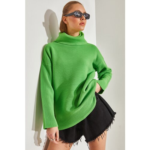 Bianco Lucci Women&amp;#039;s Turtleneck Ottoman Knit Oversize Knitwear Sweater Slike
