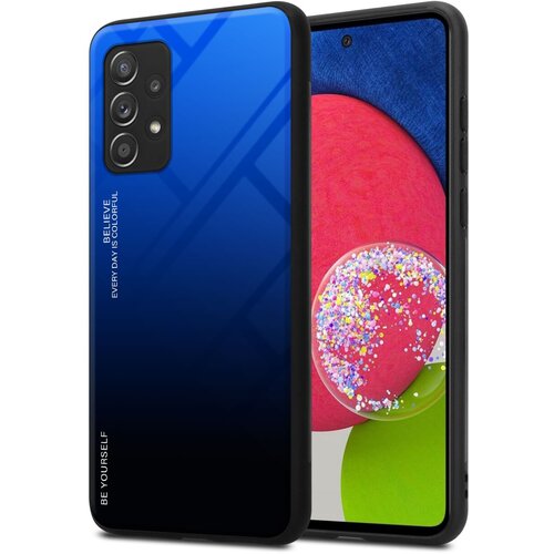 Cadorabo Ohi&scaron;je, združljiv s Samsungom v modri barvi - črni - dvobarvni za&scaron;čitni pokrov iz silikona TPU in hrbta iz kaljenega stekla, (20589419) Cene