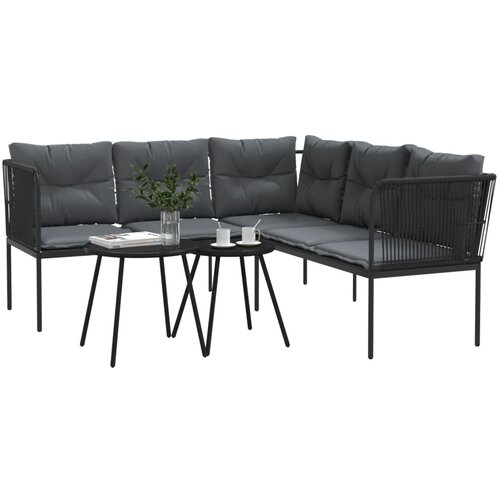  Set vrtnih sofa s jastucima crni od čelika i tekstilena Slike