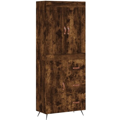 vidaXL Visoka komoda dimljen hrast 69,5x34x180 cm inženirski les, (20805772) Cene