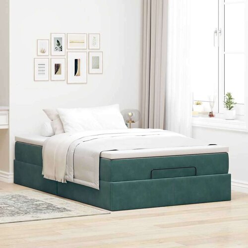 VidaXL okvir za krevet s madraca tamnozeleni 120x190 cm bar&amp;scaron;unasti Slike