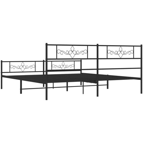 VidaXL Metalni okvir kreveta uzglavlje i podnožje crni 193x203 cm Slike