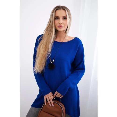 Kesi Sweater with necklace cornflower blue Slike
