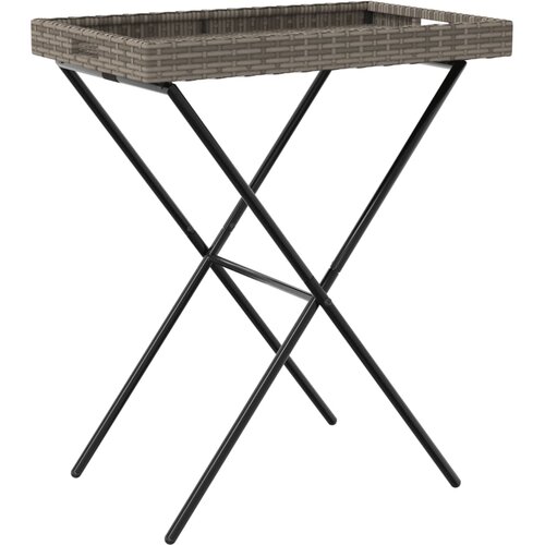  Sklopivi stol s pladnjem sivi 65 x 40 x 75 cm od poliratana Slike