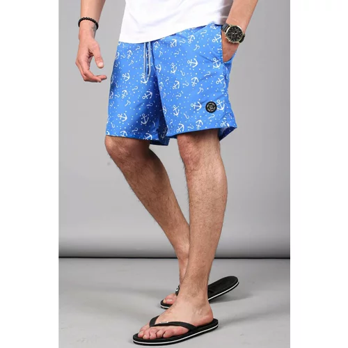 Madmext Anchor Patterned Blue Men's Marine Shorts 6366